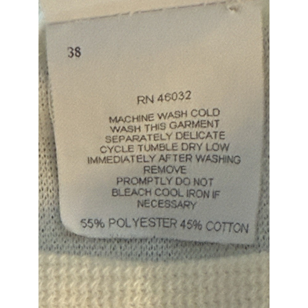 Links Cream Grey Striped Crew Neck Short Sleeve Sweater L/XL Classic Minimalist - Picture 5 of 7